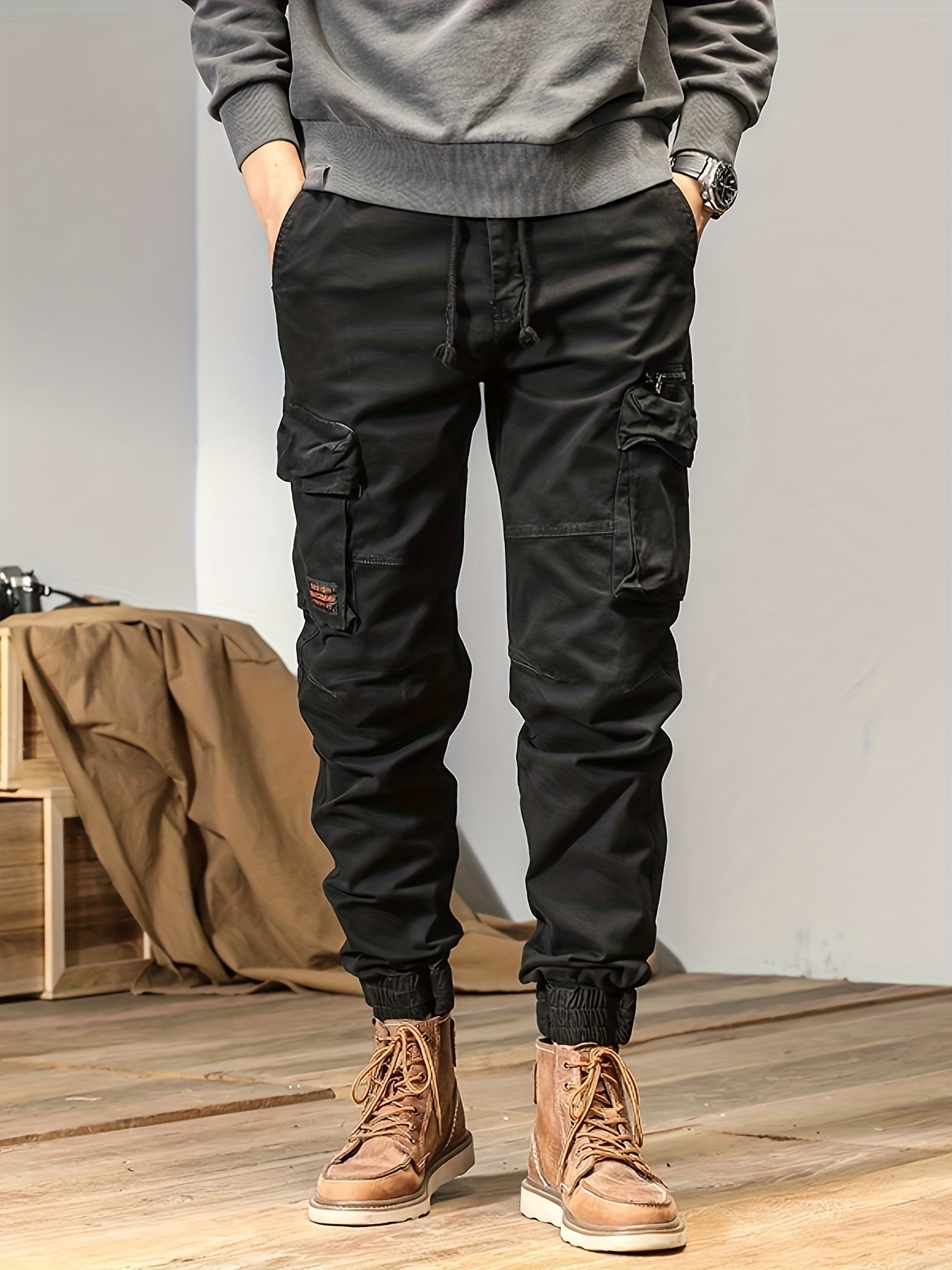 Men's Straight Leggings Work Combat Cargo Trousers Full 6 Pocket Wear Pants  Men's Cargo Work Trousers Men's Pants