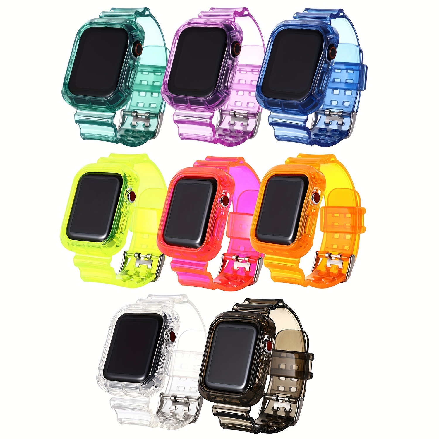 Clear Band + Case for Apple Watch Series 9 8 7 6 SE 5 49mm 45mm 44mm 42mm  41mm Transparent for iwatch 3 38mm 40mm Plastic Strap