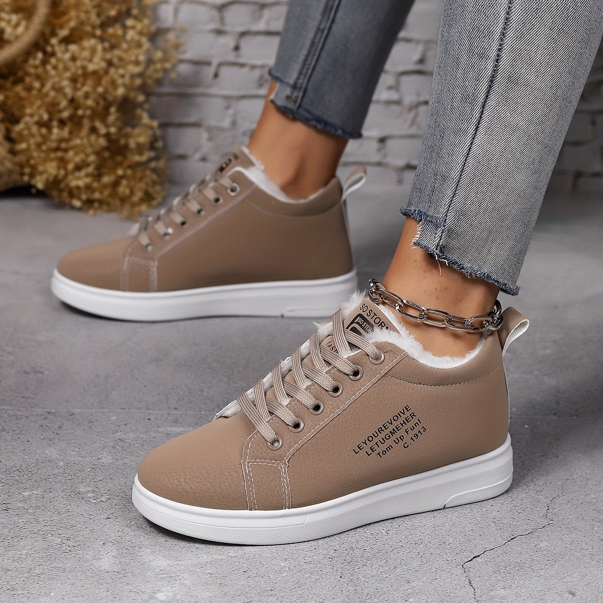 Women's Plush Lined Sneakers Winter Warm Lace Up Platform - Temu Italy