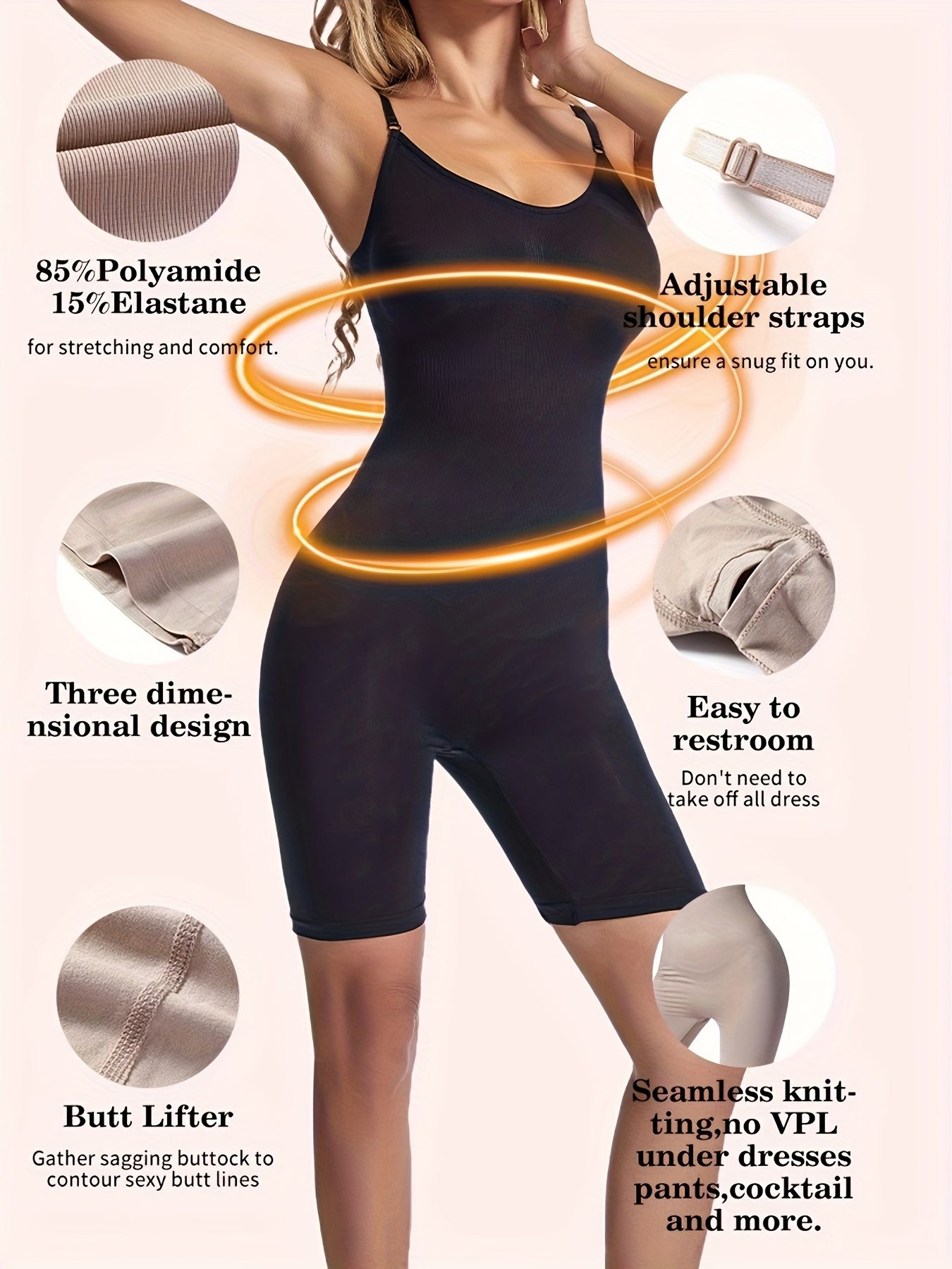 Seamless V Neck Shaping Romper Tummy Control Butt Lifting - Temu Australia