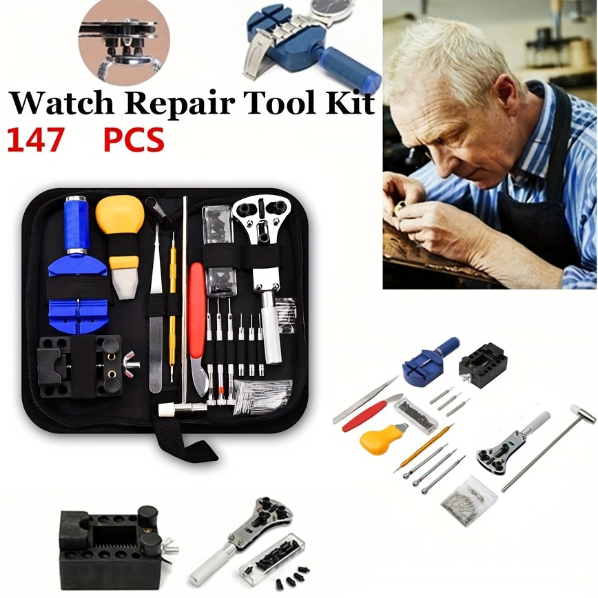 MMOBIEL Kit de herramientas de reparación de joyas de relojero de 16 piezas  con removedor de eslabones de pasador de banda. Abridor de caja trasera