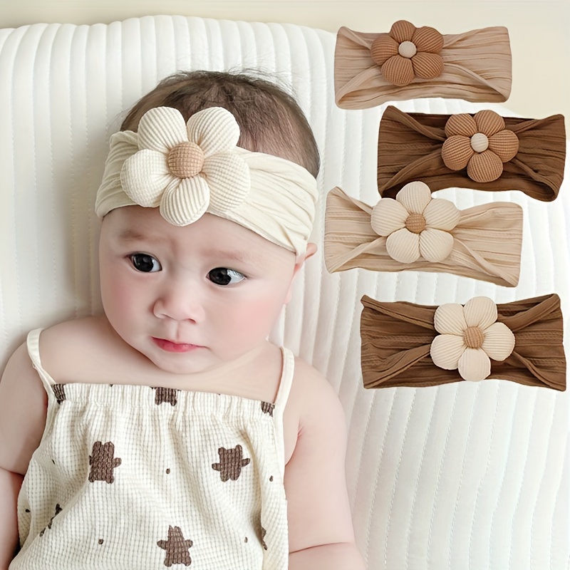 

Cute Soft Elastic Flower Headband For Baby Girls, Newborn Hair Accessories