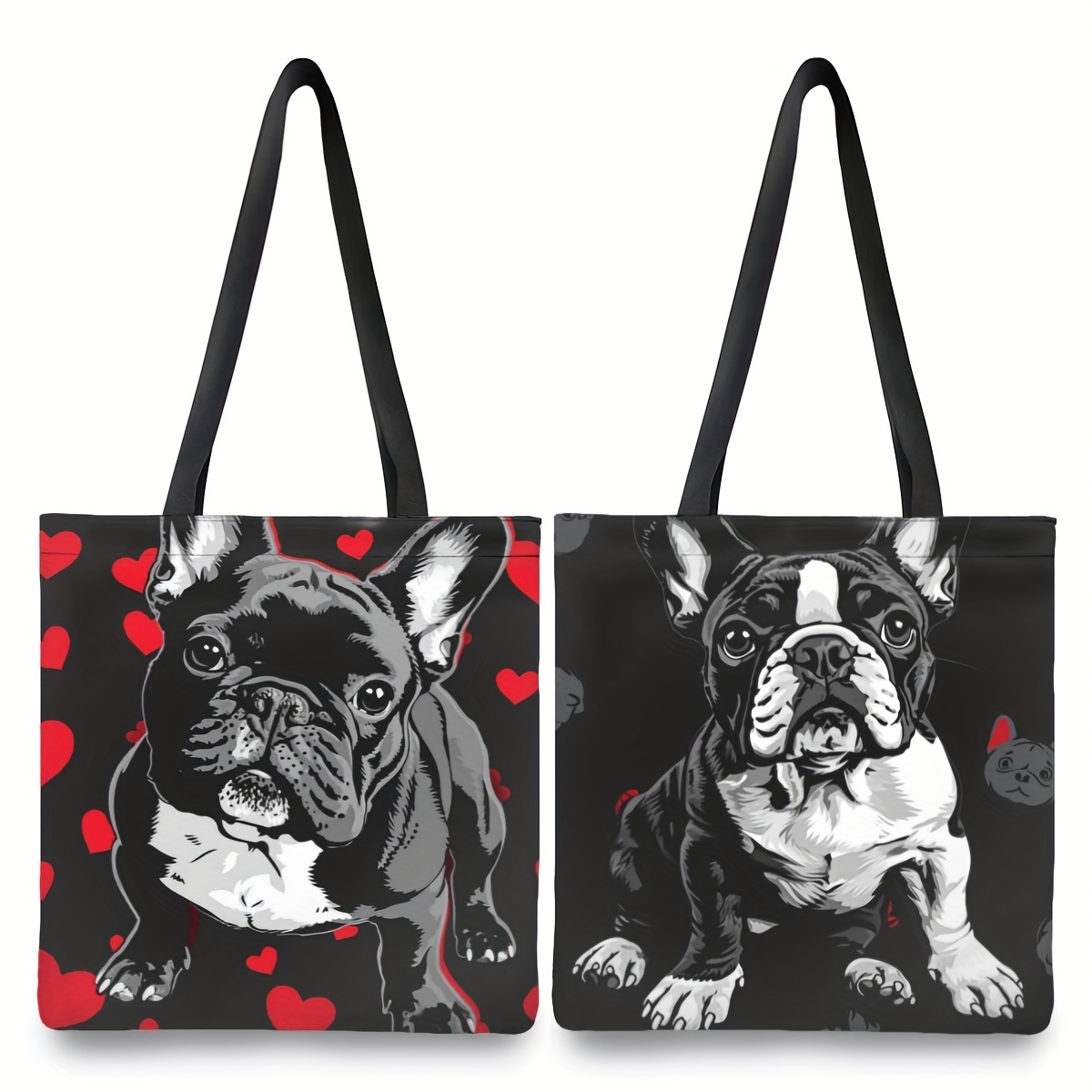 

1pc Cute Puppy Print Tote Bag, Large Capacity Shoulder Bag, Women's Casual Handbag For Work School Shopping