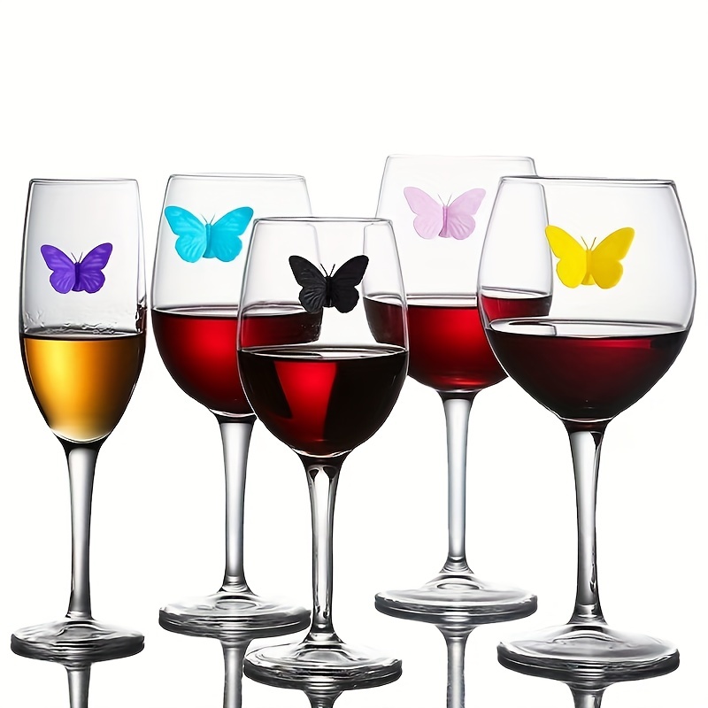 10pcs Silicone Wine Glass Markers Set Butterfly Style Glass Charms Wine  Charm Tags With Suction Cup Work On Stemless Glasses