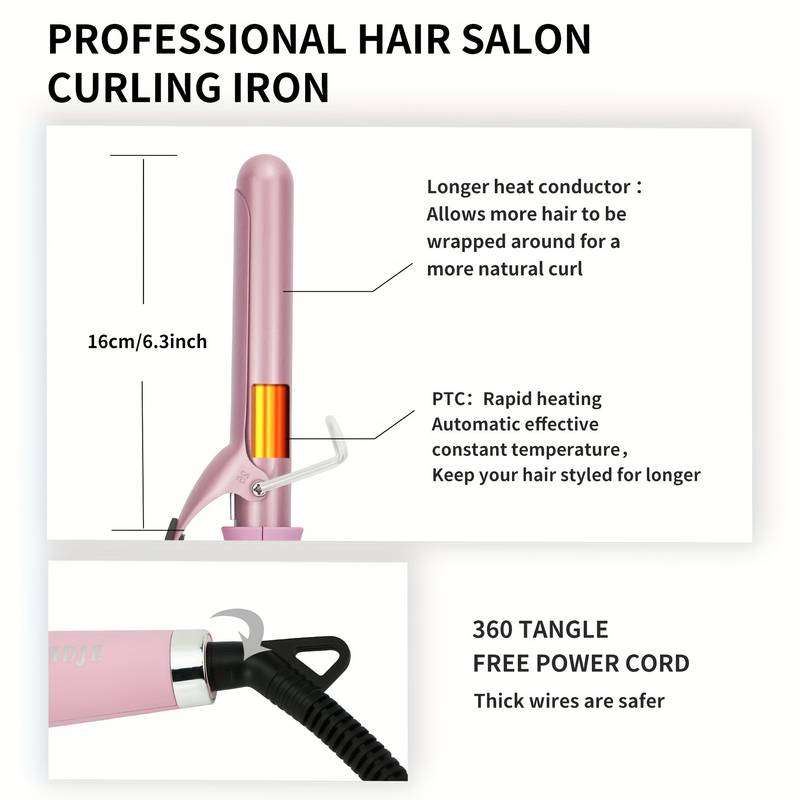 25mm professional 2 in 1 hair curler hair curling wand curling iron with glove and clips details 4