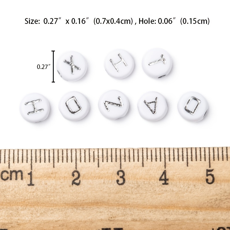 Fashion Casual Acrylic Flat Round Beads With Silver Letter - Temu