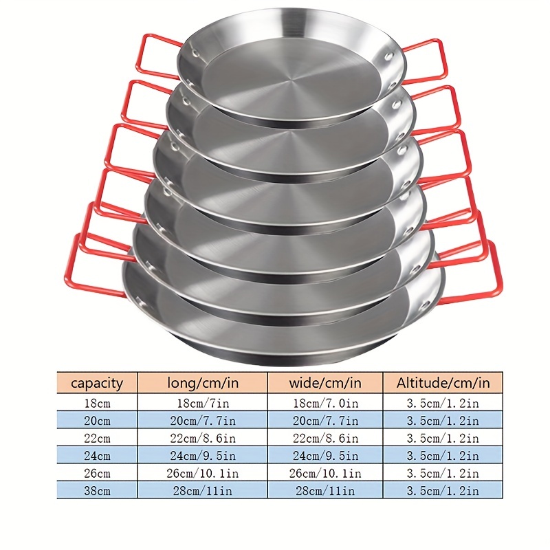 Stainless Steel Korean Style Seafood Plate, Double Ear Dry Pot Plate,  Spanish Seafood Fried Chicken Hot Pot, Natural Color, Red Handle, Six  Different Sizes Available - Temu