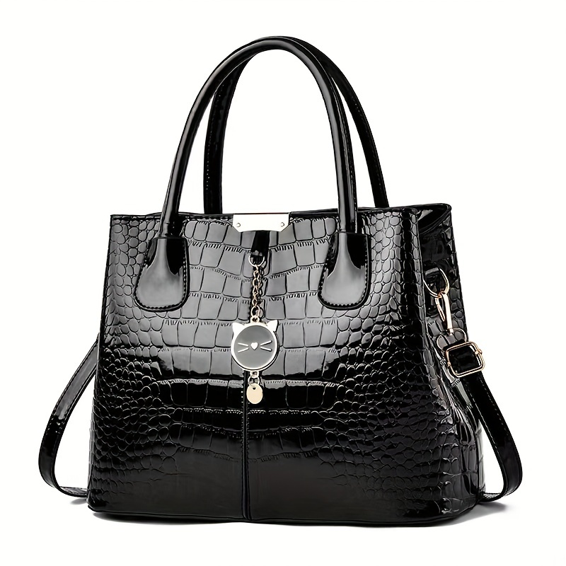 Crocodile Pattern Handbag, Trendy Pu Leather Crossbody Bag, Women's Buckle  Flap Purse - Temu