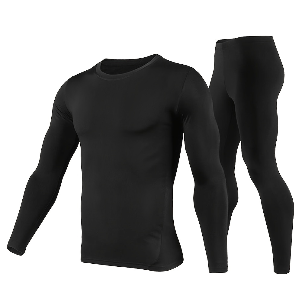 Men's seamless thermal underwear with Merino wool (bottom) - black