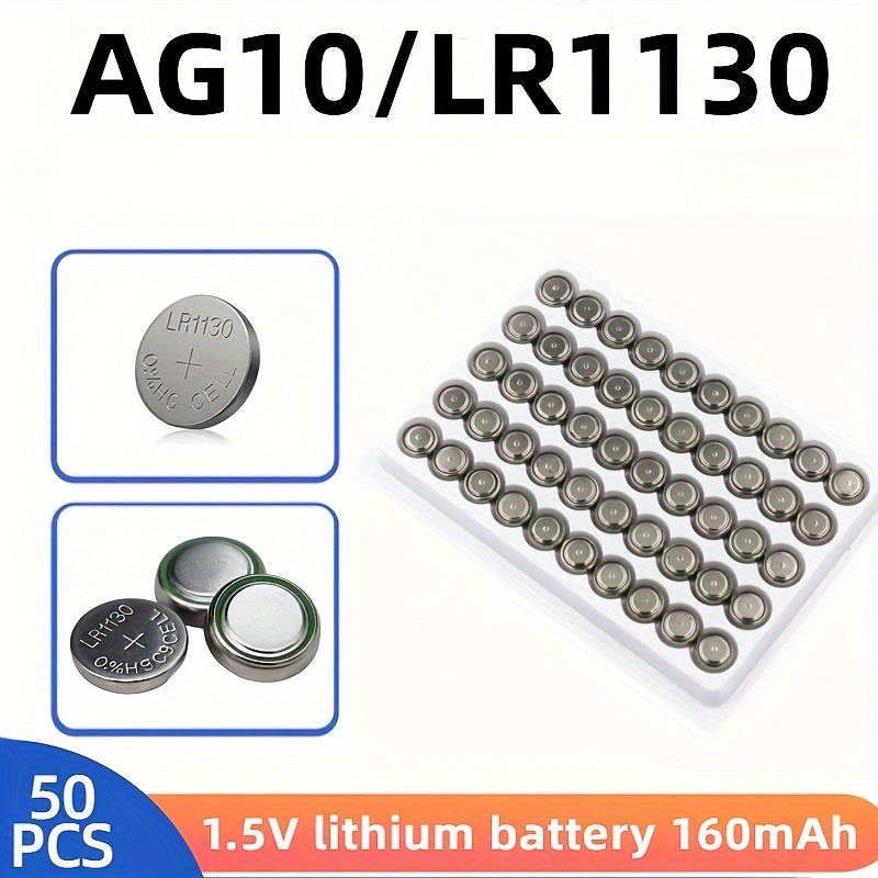 Button Cell Battery 1.55v Ag10 Lr1130 389a 198 Lr54 - Temu