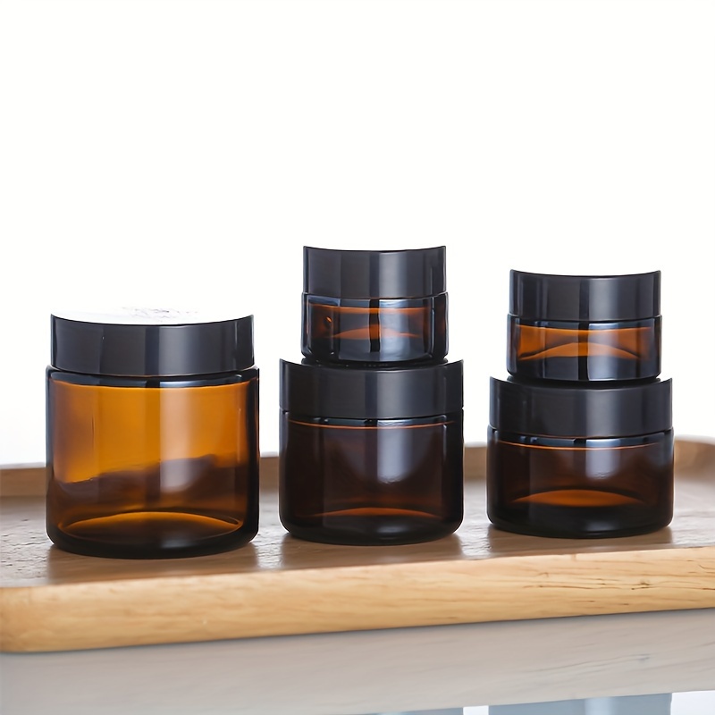 AMBER Glass Jars + Airtight Lid 30ml - 500ml Cosmetics, Candle Jar