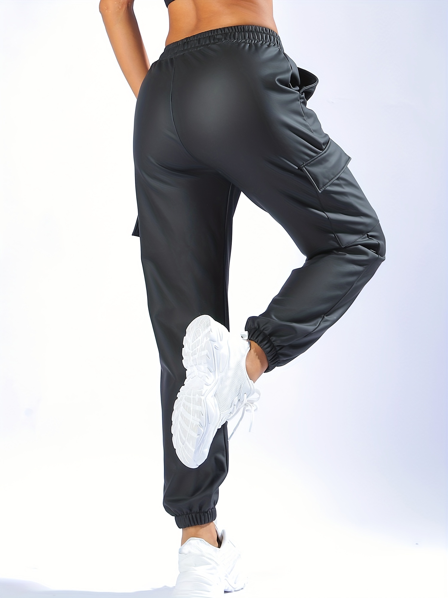 Pantalon Jogging Femme Noire Cordon de Serrage avec Poche –