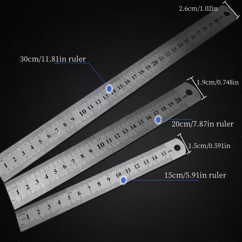Stainless Steel Ruler Inch Metric Steel Ruler Mechanic's - Temu