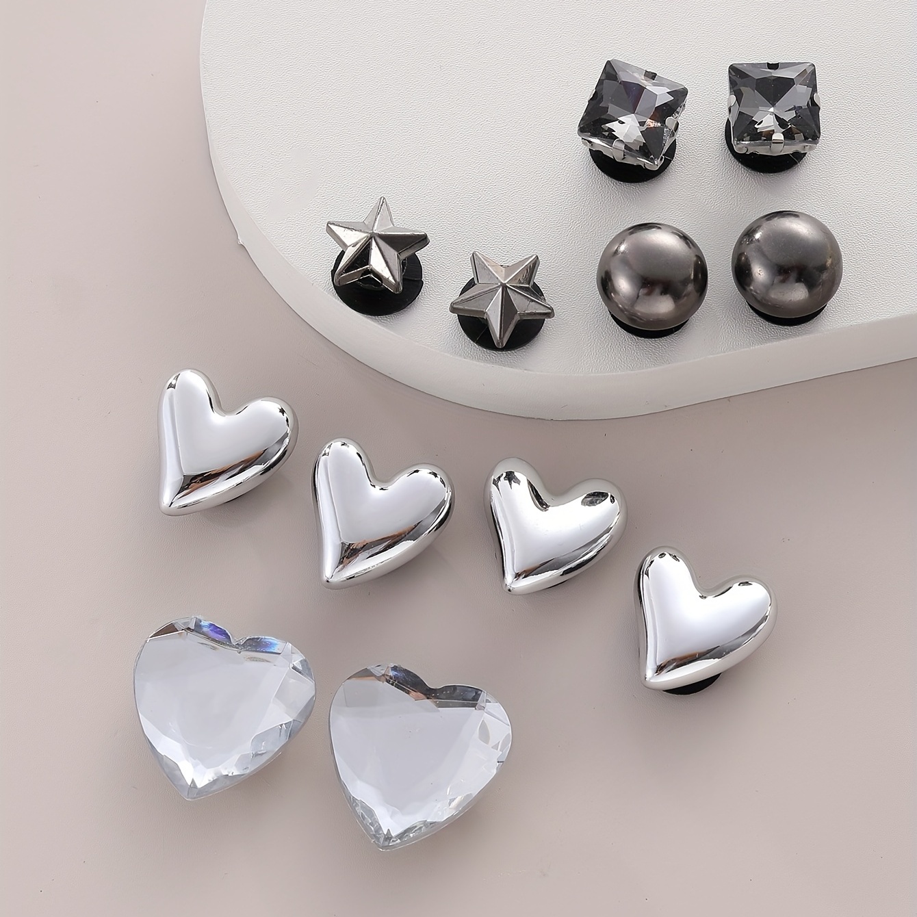 Silver Heart shape Shoes Charms For Clogs Sandals - Temu