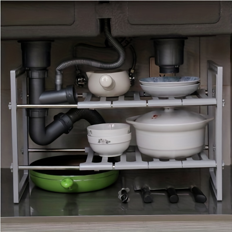 Organizador para debajo del fregadero, estante de cocina extensible para  debajo del fregadero, estante de almacenamiento multiusos para debajo del
