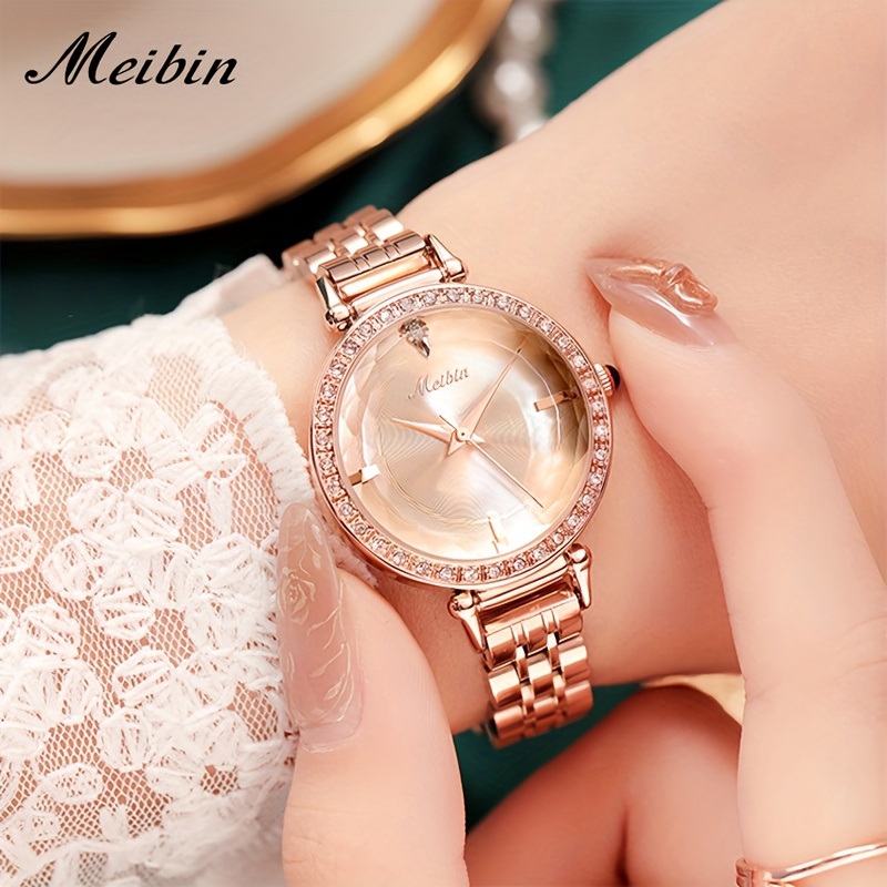 Reloj de lujo para mujer - Reloj resistente al agua con diamantes de  imitación de acero inoxidable