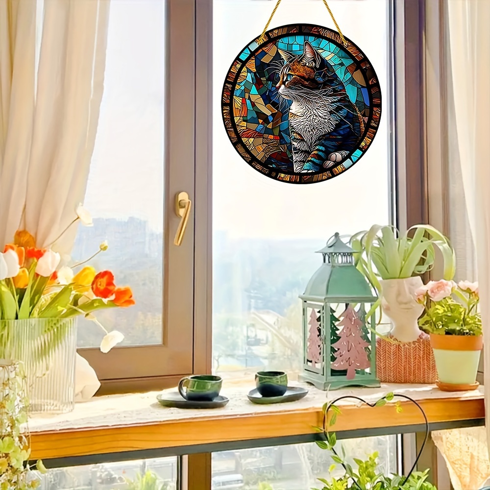 1pc Signo Gato visor Solar Colgante Ventana Acrílica - Temu Chile, VITRAUX