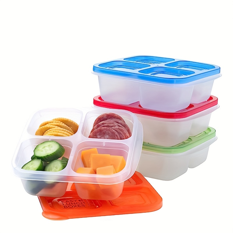 EasyLunchboxes - Bento Lunch Boxes - Reusable 5-Compartment Food Containers  for School, Work, and Travel, Set of 4, (Jewel Brights) 