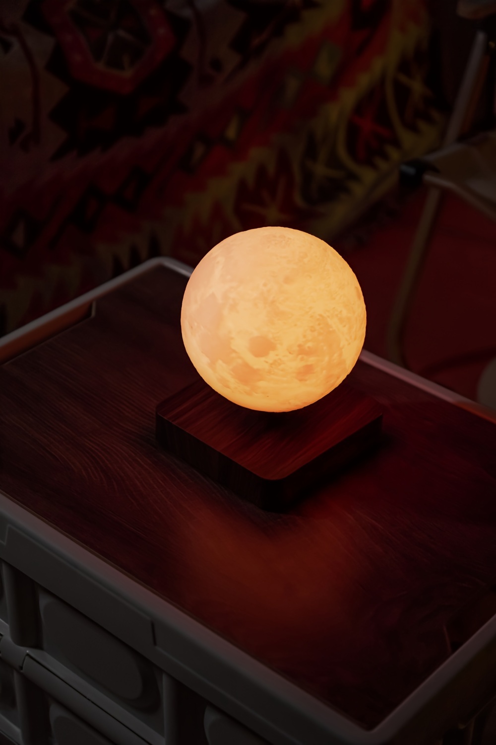1pc levitating moon table lamp magnetic floating night light with 3 lighting modes 3d printed levitation bedside table lamp for office bedroom home decoration details 4