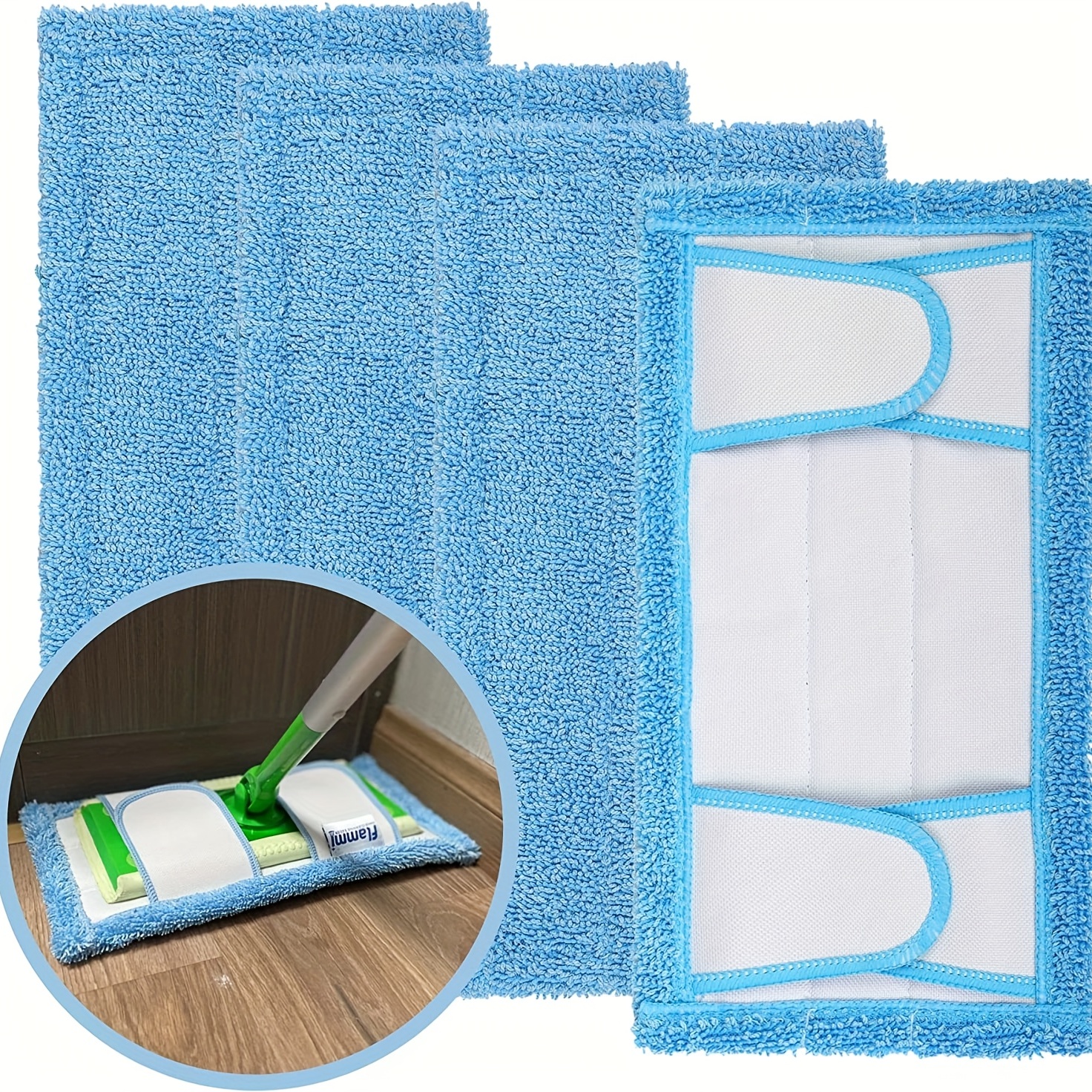 4 PACK Microfiber Mop Pad Refills Washable Reusable Fit as Swiffer