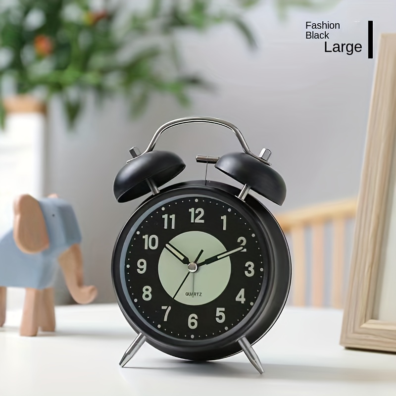  HIZ Reloj despertador de campana doble, silencioso, vintage,  mesita de noche, con luz nocturna y ruidoso, reloj despertador para  estudiantes, 3 pulgadas/4 pulgadas, reloj silencioso simple (color negro,  tamaño: 3 pulgadas) 