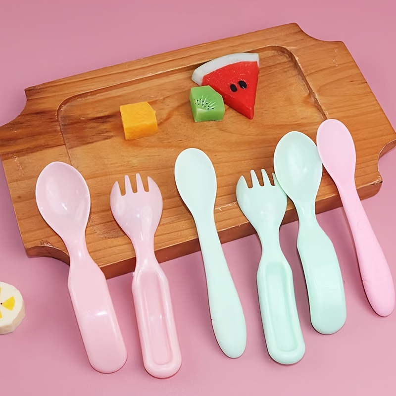 Baby Fork And Spoon Set, Training Utensils, Self Feeding For Ages 6  Months+, - Temu Italy