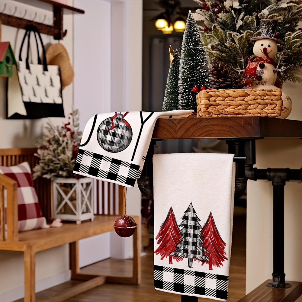 Christmas Hand Towels black And White Checkered Snowman - Temu