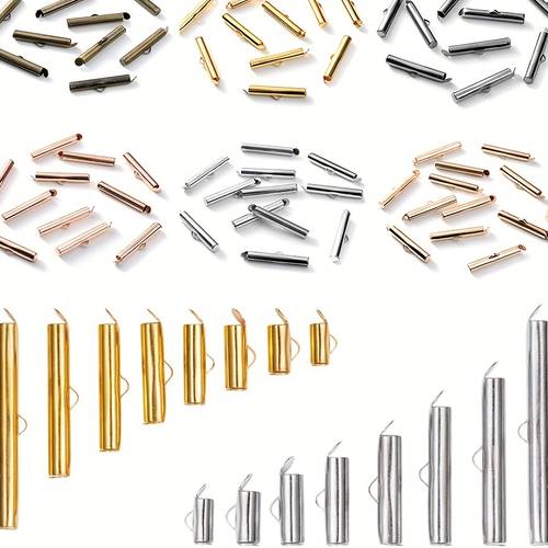 immagine dell'articolo 50 pezzi a crimpare, fermagli scorrevole, tubi, connettori per braccialetti fai da te, accessori per di gioielli e collane