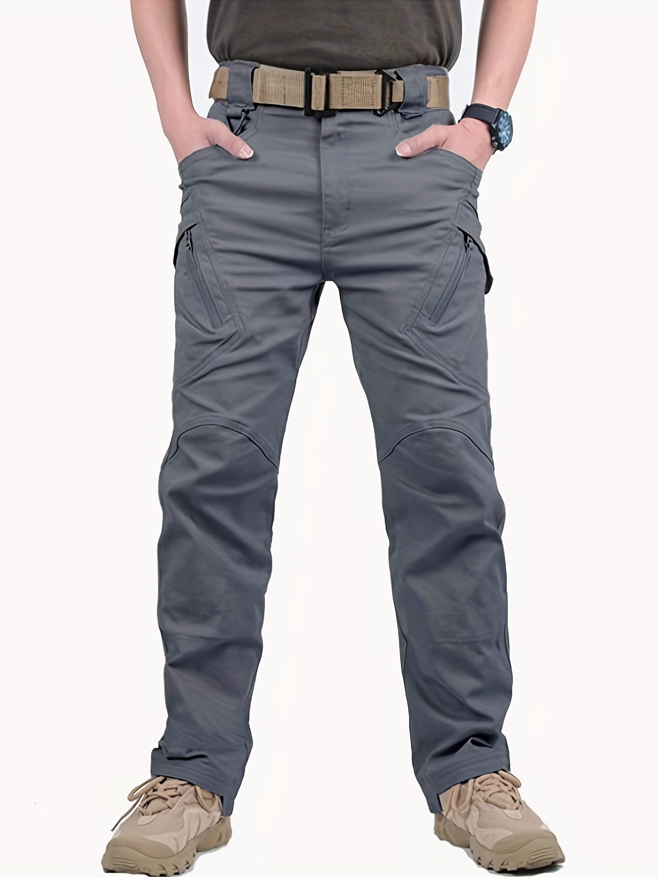 mens casual cargo pants with zipper pockets male joggers for spring and fall outdoor