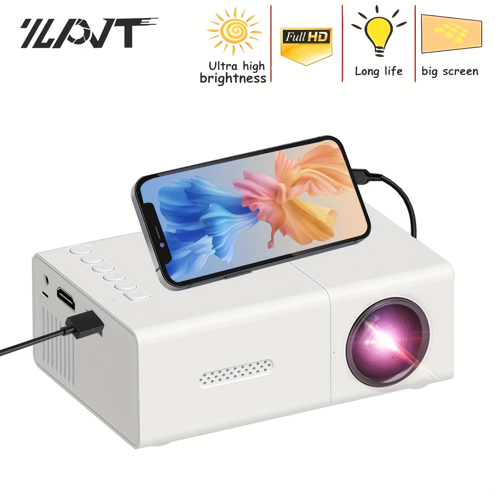 Mini proyector portátil YG230 LED 1080P para niños, misma versión de  pantalla, tipo de enchufe: enchufe de EE. UU.