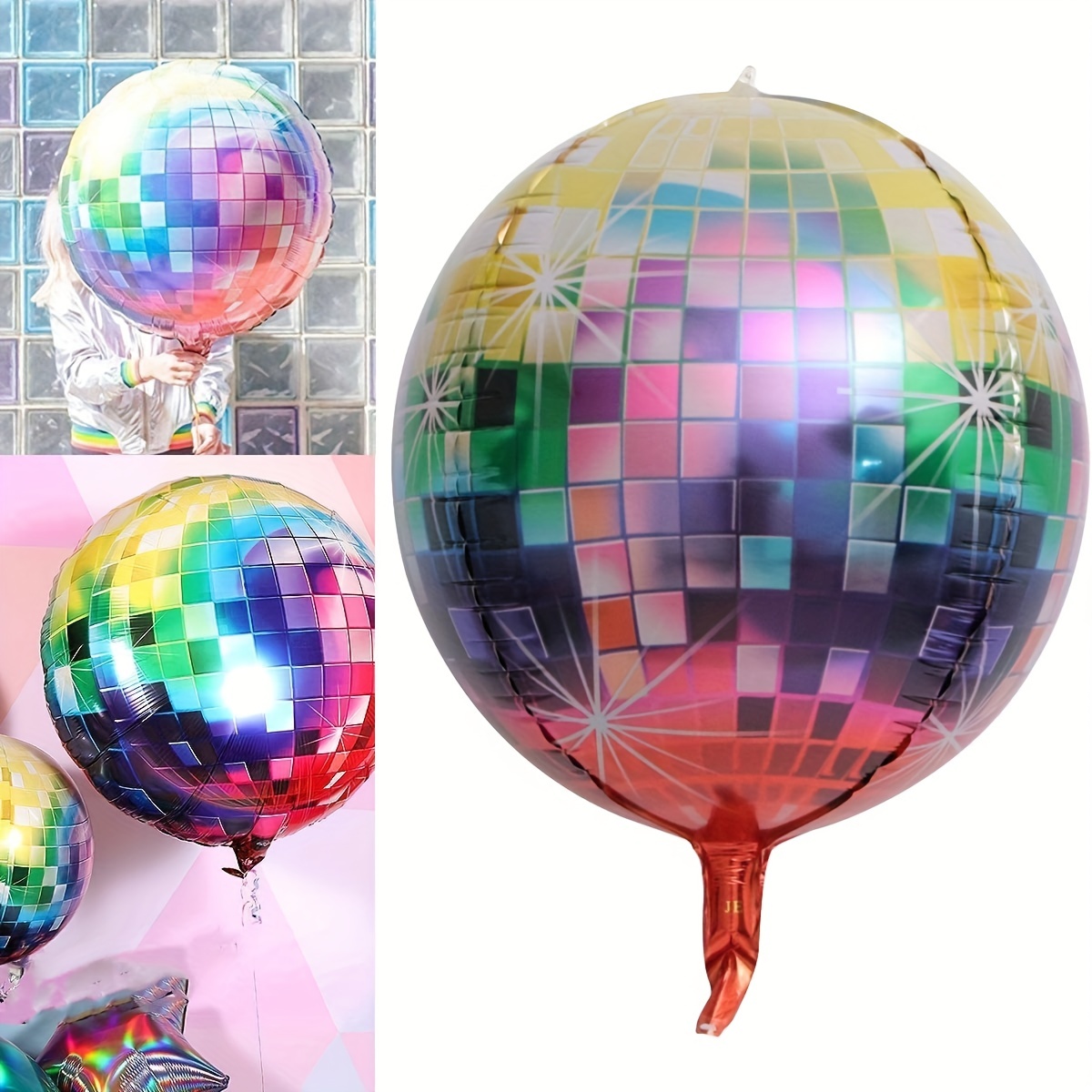 Large Multi Color Disco Ball Balloons - 55.88 cm, Pack of 6