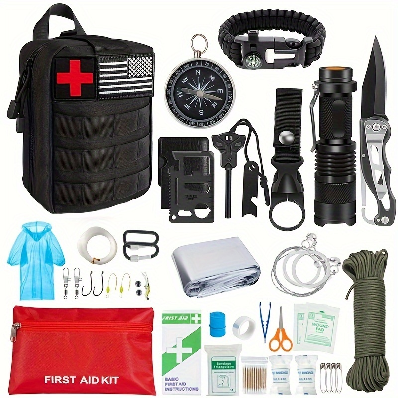 Essential Emergency Gear 143-in-1 Survival And First Aid Kit For Outdoor  Adventure, Hiking, Hunting, Earthquake, Gifts For Men Women - Temu