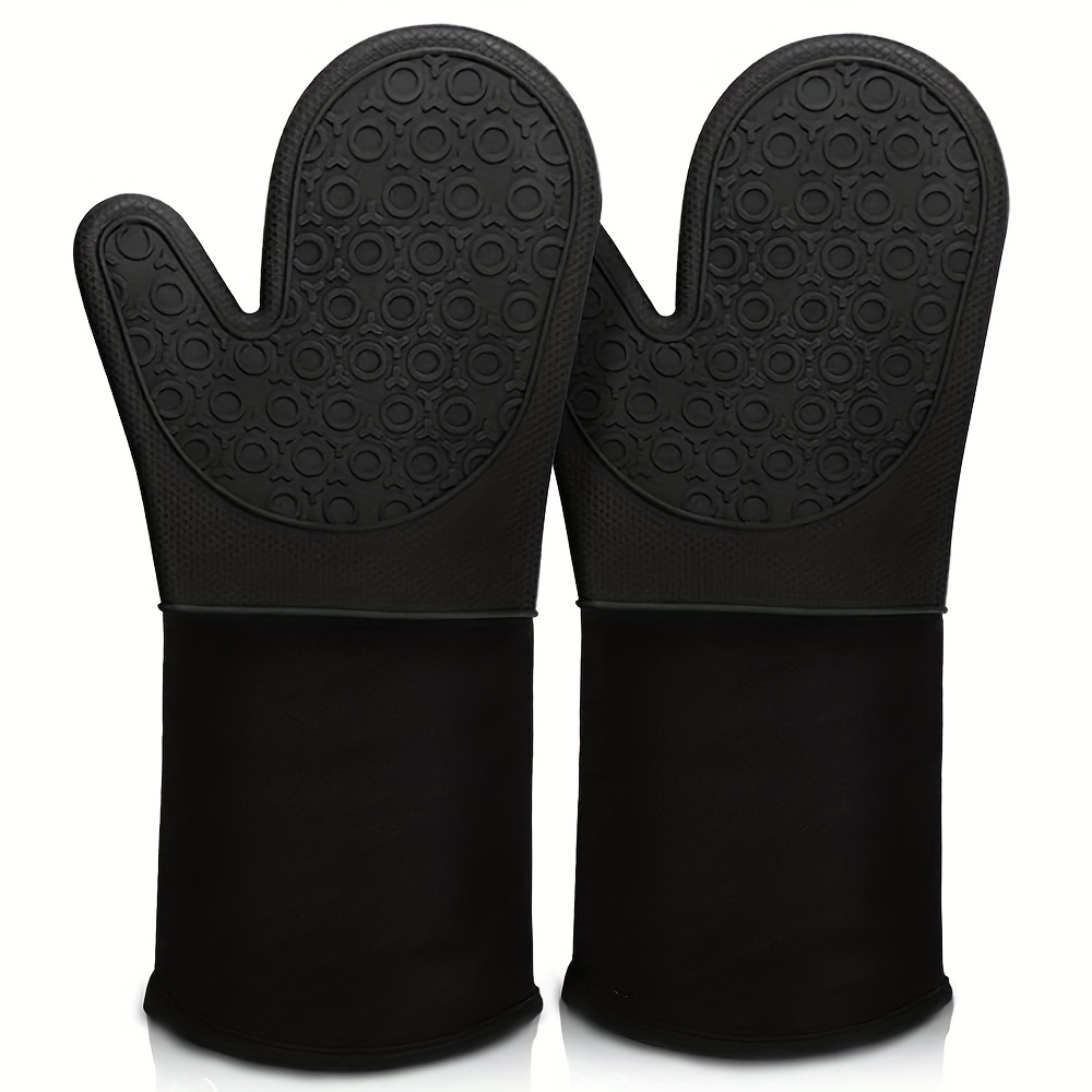 HOMWE - Manopla de horno profesional y extralarga de silicona, guantes con  forro acolchado, agarraderas resistentes al calor, guantes flexibles para