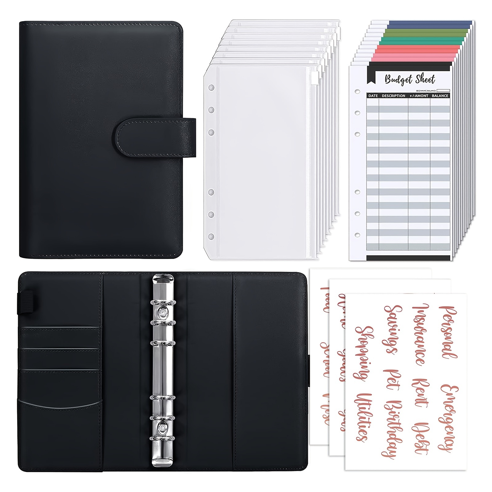 Budget System Book, Black Croco Cash Envelopes Budget Book