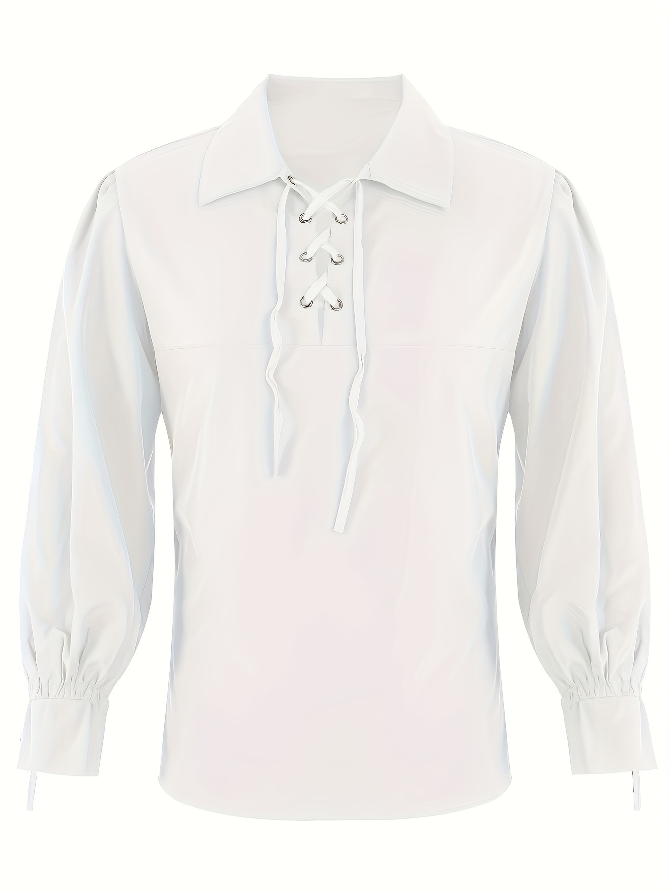 Qekoma Men's Cotton Linen Lace Up Shirts Pirate Medieval