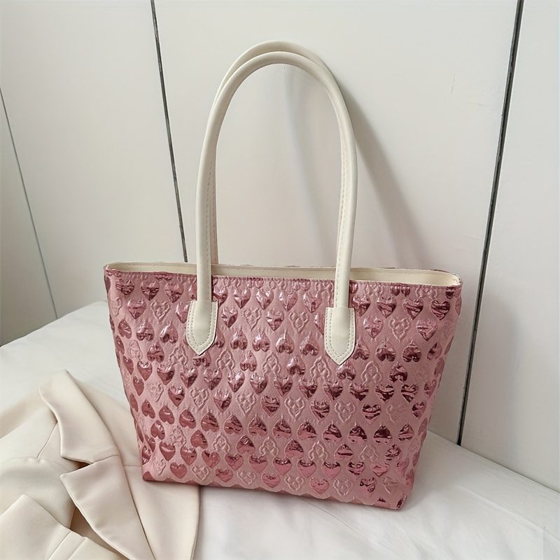 Niche Heart Pattern Tote Bag match Novelty Handbag Women - Temu United ...