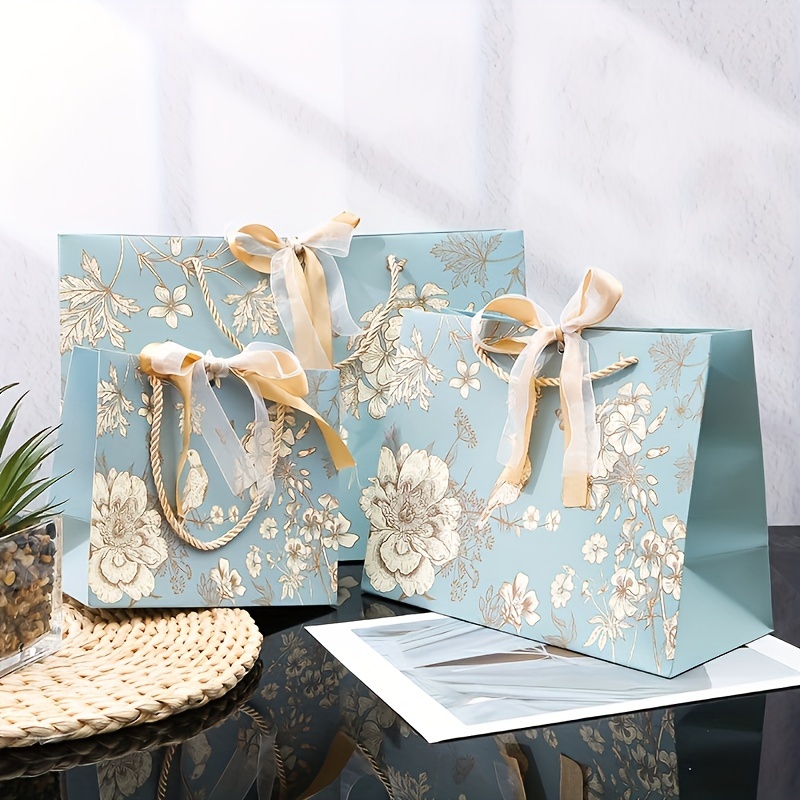 

5/10pcs Bow Tie Ribbon Portable Paper Bag, Holiday Gift Packaging Bag, Printed Clothing Shopping Bag, Gift Packaging Bag