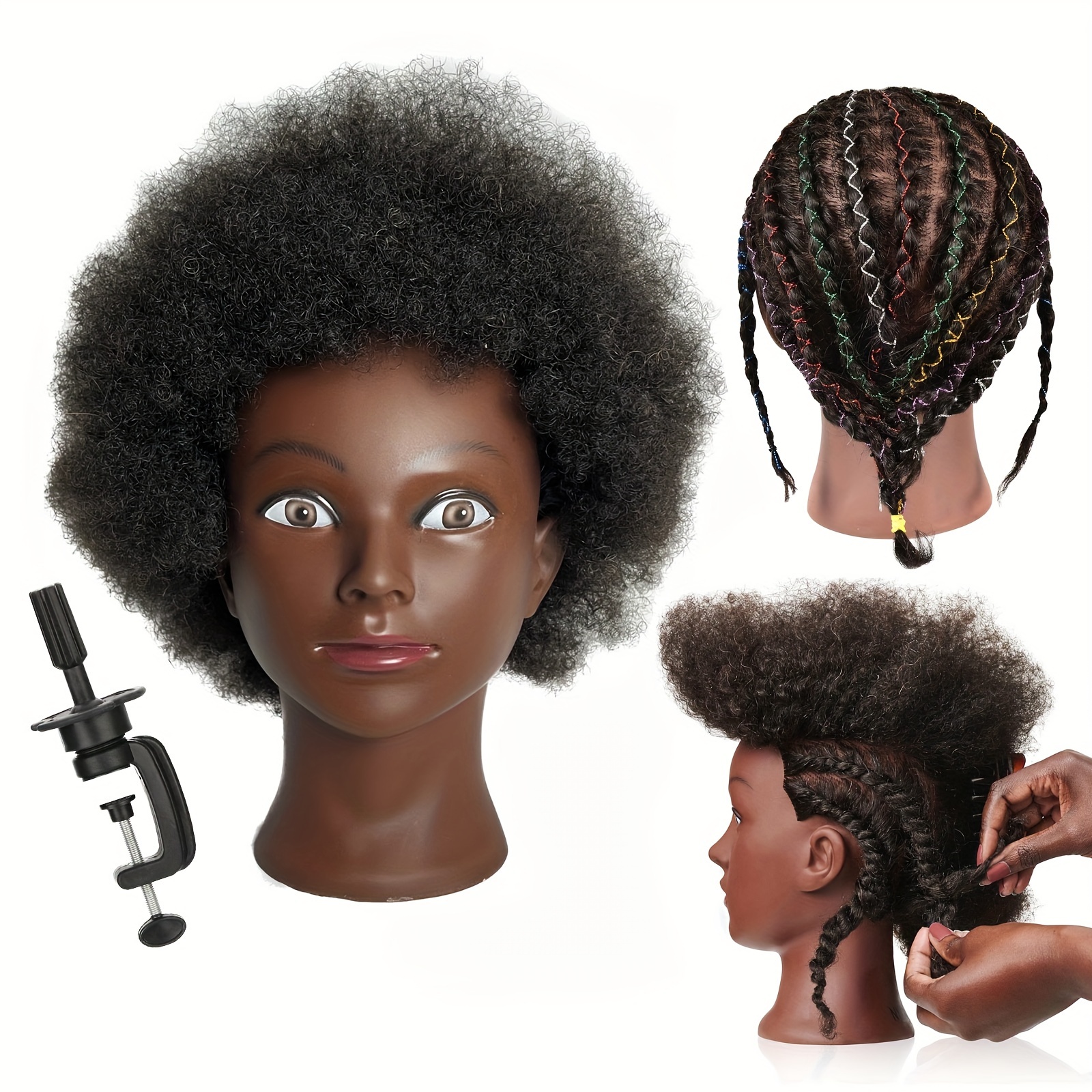 Mannequin Head, With Hair, Curly Beauty Training Head For Braiding And Hair  Styling Practice