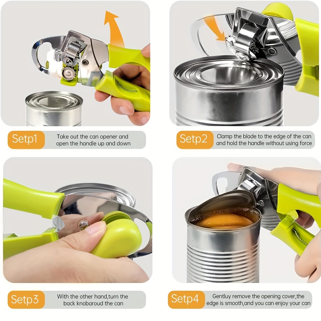 Can opener,can openers hand held,smooth edge labor saving stainless manual  can opener,oversized easy turn knob,sharp cutting wheel safety heavy duty