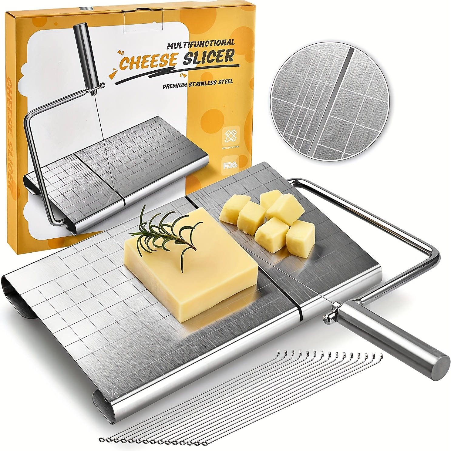 Stainless Steel Cheese Slicer Board Multifunctional Butter Cutter