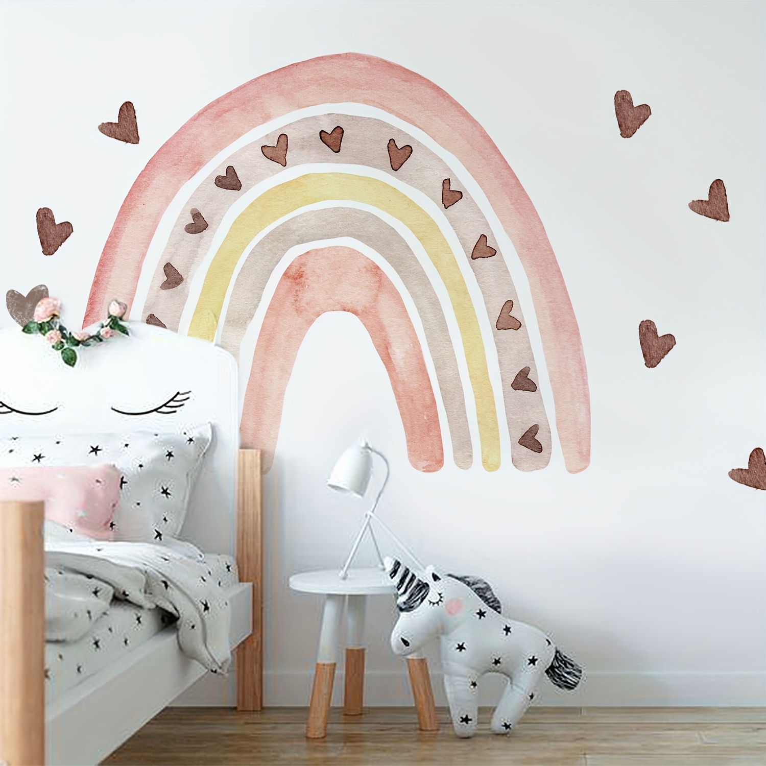 Boho Heart and Rainbow Wall Stickers, Wall Decor, Boho Rainbow Decal for  Kids Room, Boho Heart Stickers, Removable Wall Sticker, Boho Decals