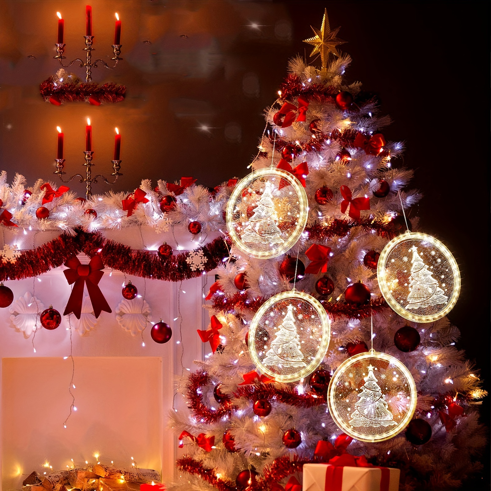Lumière de décoration de Noël, 3 pièces led lampe de fenêtre