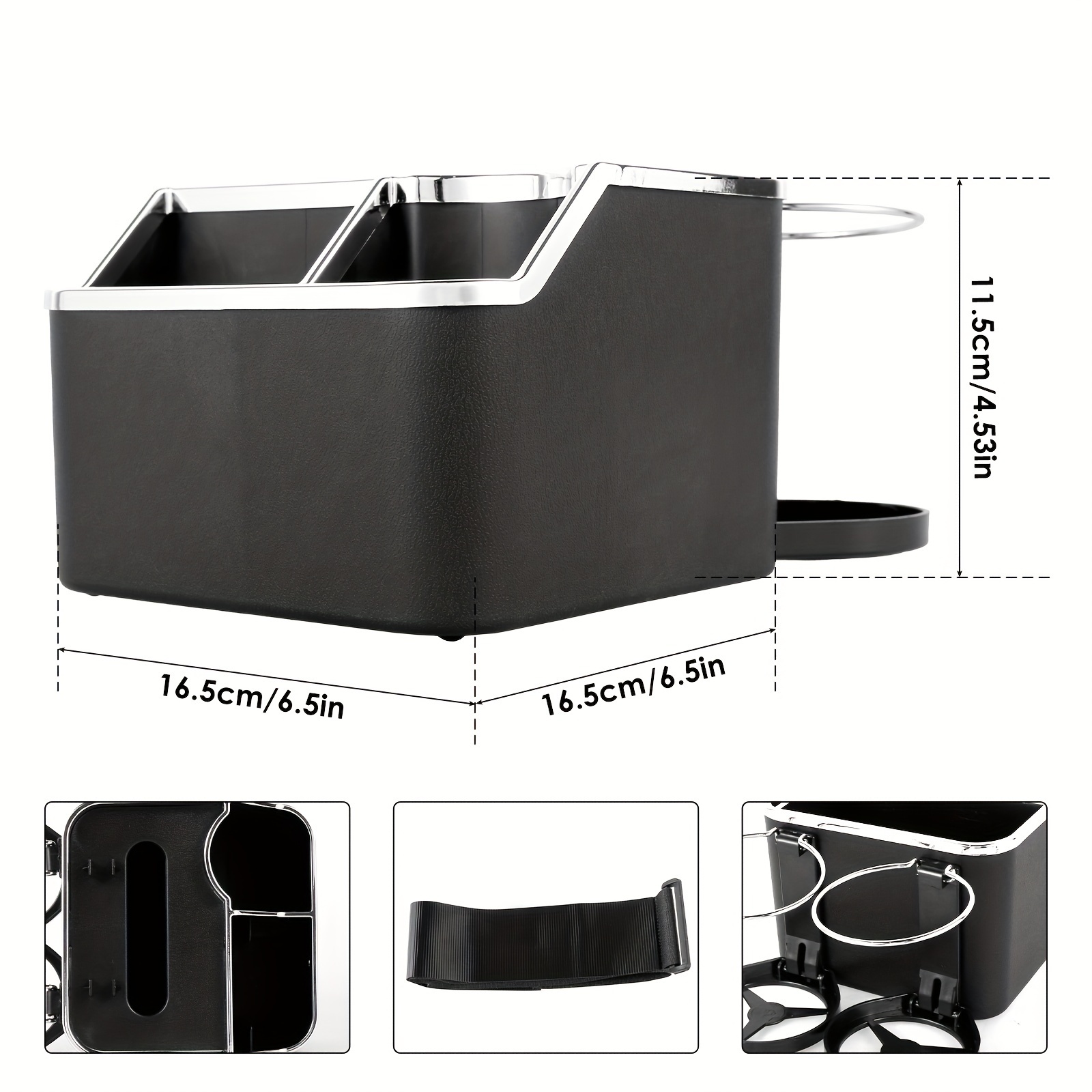Car Armrest Storage Box Multifunctional Car Armrest Storage Organizer with  Foldable Cup Holders for Cups Tissues Mobile Phone 