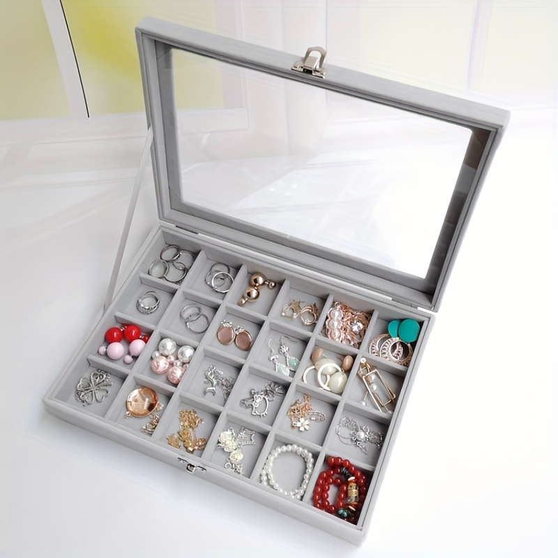 Classic Grey Dustproof Jewelry Accessories Storage Box
