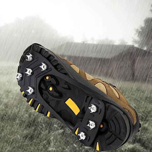 1 Pair Of 8 Teeth Anti-Slip Cleats Ice & Snow Grippers For Shoes And Boots, Suitable For Outdoor Tactical Mountaineering Fishing Snow Climbing, Elastic Shoe Cover