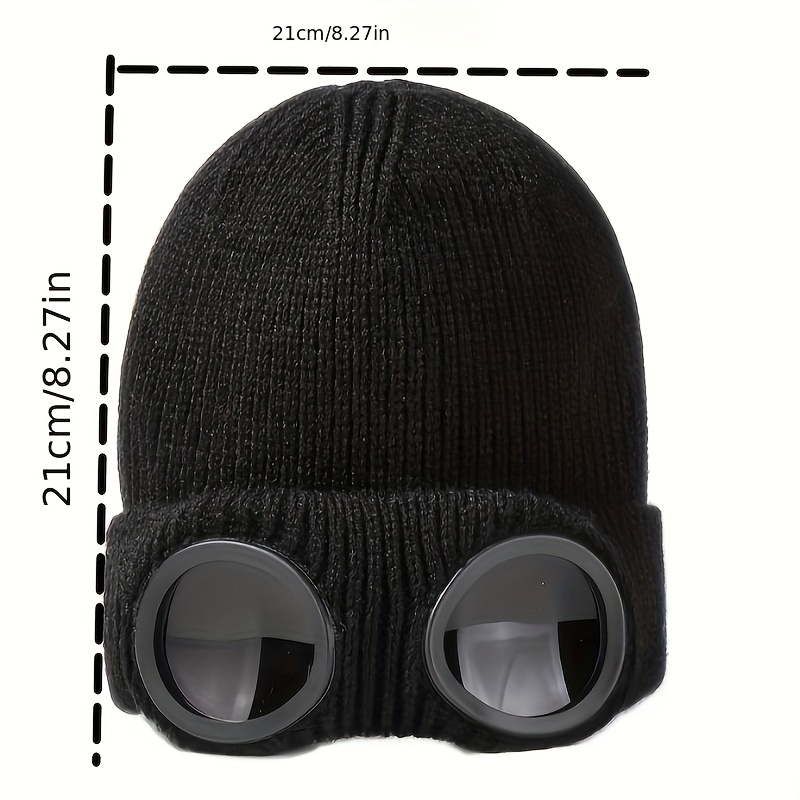 Fashion Ear Protector Wool Knitted Wool Hat With Glasses, In