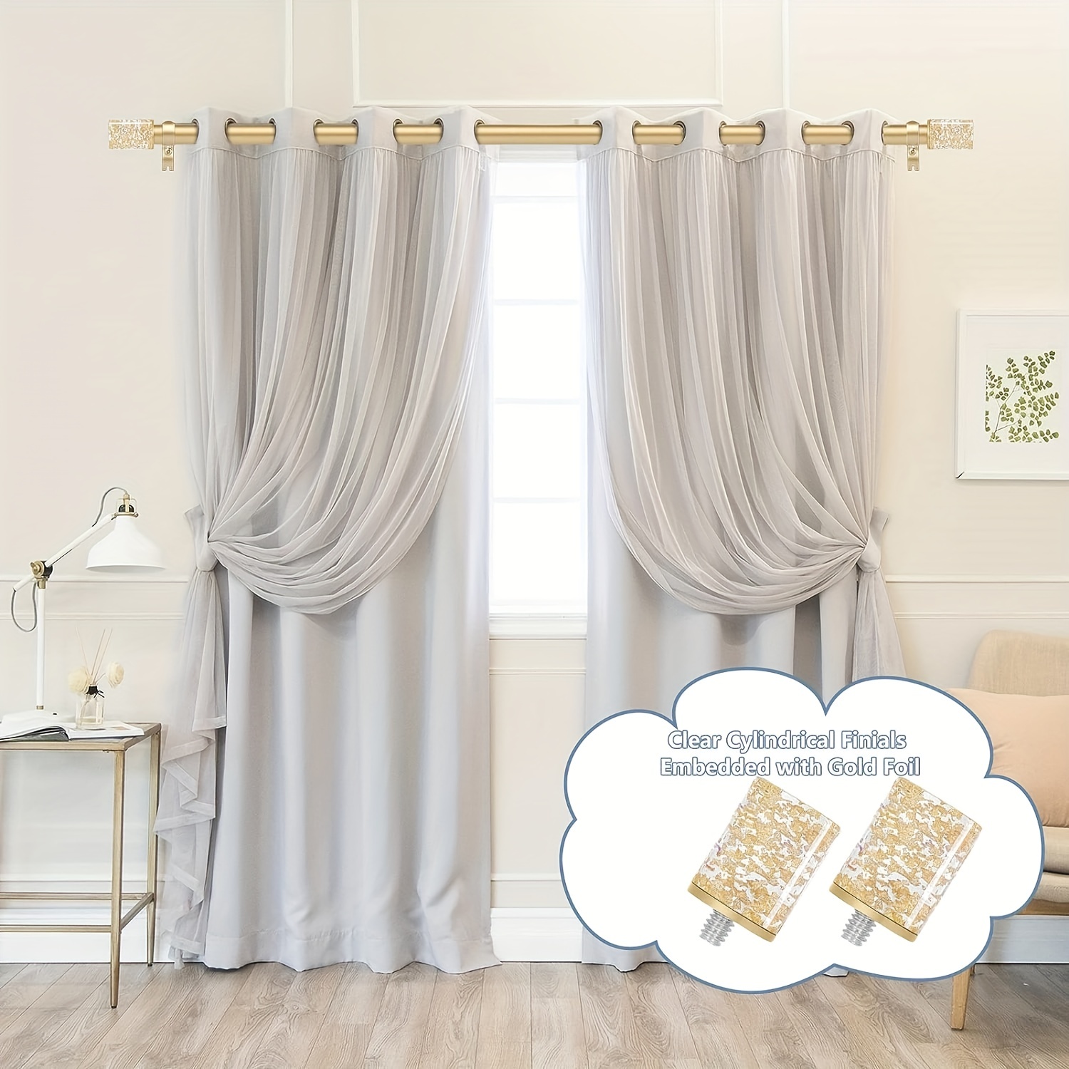 Barras de cortina blancas para ventanas de 66 a 120, barra de cortina larga  ajustable para patio al aire libre, puerta corrediza de vidrio, juego de