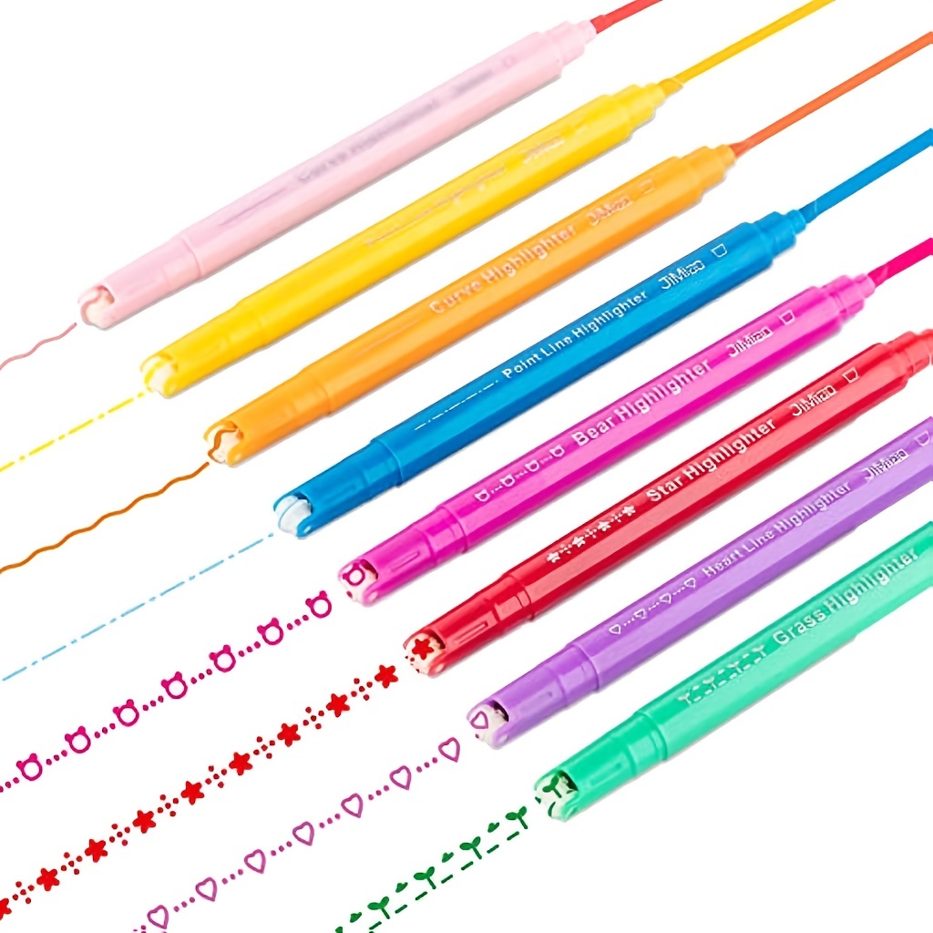 Assorted Colors Aesthetic Square Highlighters Pens Dual - Temu