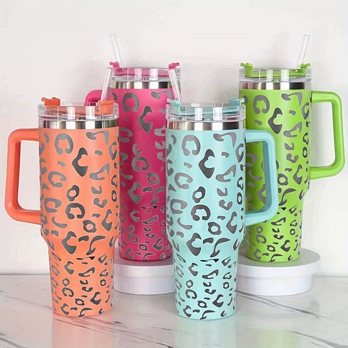 Leopard Print Love Color Changing Straw Cups Valentine's Day - Temu
