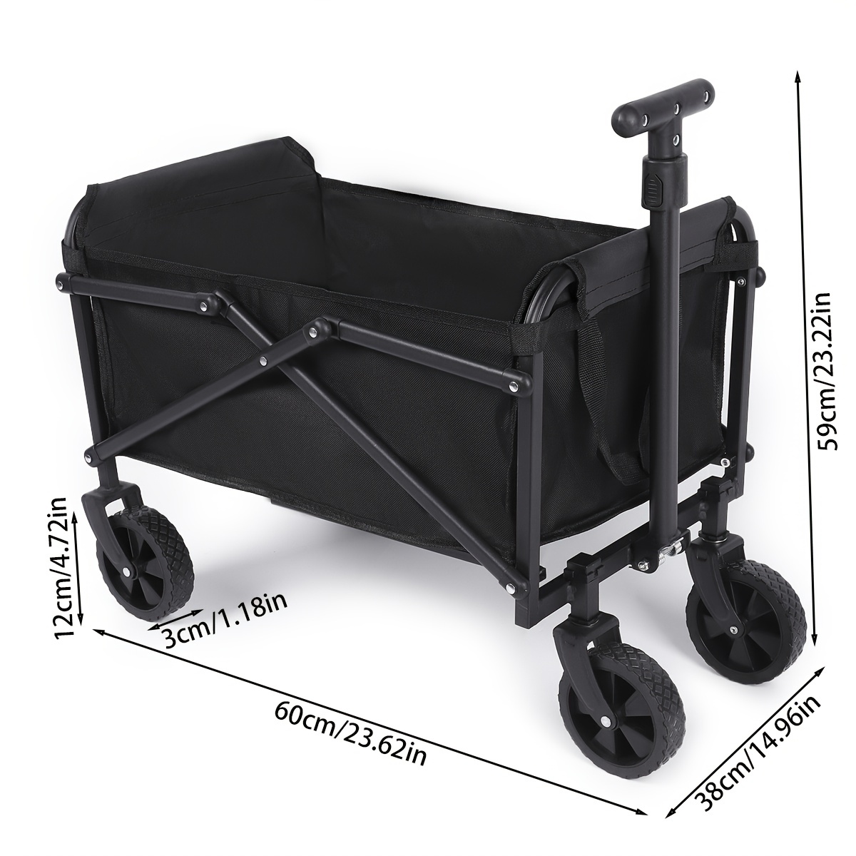  ASN Carrito plegable con ruedas, carrito de compras portátil  con mango ajustable, maleta de camping al aire libre con cubierta, 75L  (color gris+verde, tamaño: 4 ruedas) : Productos de Oficina